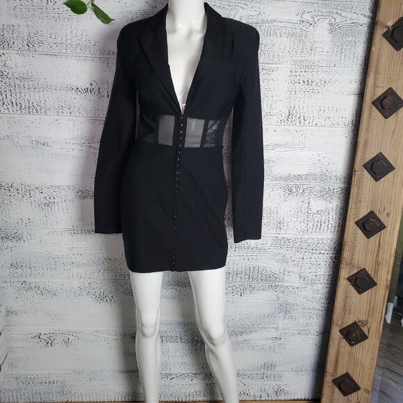 Michael Costello x REVOLVE Black Mesh Panel Blazer Sz S Dress NWT Cocktail - Picture 9 of 12